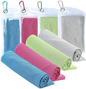 XJSGS Cooling Towel Microfiber Towel Fast Drying Super Absorbent Ultra Compact Cooling Towel for Sports Workout Fitness Gym Yoga Pilates Travel Camping & More (4 Packs)