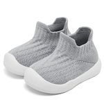 Fahrerliebe Baby Slip-on Shoes Boys Infant Sock Shoes Girls Non-Slip First Walking Sneakers Grey Size 0-9 Months | 12 18 24 Months Walker