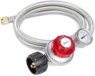 GASPRO 5 Foot 0-30 PSI High Pressure Adjustable Propane Regulator with Gauge/Indicator, Stainless Steel Braided Hose, Gas Grill LP Regulator for Burner, Turkey Fryer, Forge, Smoker and More.