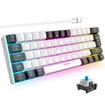 ZIYOU LANG 60% Gaming Mechanical Keyboard,RGB Backlit,61keys TKL Compact UK Layout,Mini Wired Keyboard,Blue Switch,Lightweight Portable,Anti-Ghosting for Mac PC Laptop PS4 XBox Gamer (White & Black)