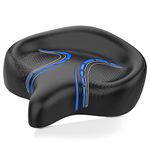 BLUEWIND Oversized Bike Seat, Wide Bicycle Saddle Novel Backrest Design Compatible with Peloton, Universal Fit Exercise or Road Stationary Bike Seat Cushion for Men & Women (Blue)