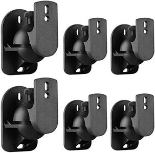 TNP Universal Satellite Speaker Wall Mount Bracket Ceiling Mount Clamp with Adjustable Swivel and Tilt Angle Rotation for Surround Sound System Satellite Speakers - 6 Pack, Black