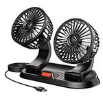 CAR FAN,USB Portable Fan for Car with 3 Speed,360 Degree Rotatable Dual Head Fan,Strong Wind Electric Auto Car Fans for Dashboard Suv Rv Tuck Boat Sedan Home Office (Dual Head USB Plug)