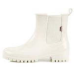 planone Short rain Boots for Women and Waterproof Garden Shoes，Anti-Slipping Rainboots for Ladies，Fashionable Light rain Shoes，Matte Outdoor Work Shoes Cream White