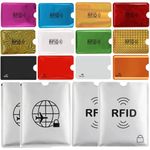 Schembo RFID Blocking Sleeves, Identity Theft Protection Secure Sleeves Set, Blue, green, silver, gold, yellow, rose red, Super Thin and Colorful