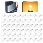 VEHICODE 12V 912 921 922 Bulb RV Camper Interior Dome W16W Car Reverse Backup Brake Light 906 Boat Marine Navigation T15 Wedge Lamp 4300K Warm White Halogen Incandescent Replacement (50 Pack)