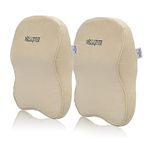 WELLGIVER Car Neck Rest Pillow Experience Ultimate Comfort with Ultrasoft Cushioning, Superior Neck Support Pain Relief Memory Foam Head Rest with Washable Velvet Cover (Beige (Pack of 2), Large)