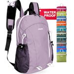 VPBAGE 15L Highly Water-resistant Hiking Daypack, Small Backpack Travel Outdoor, Lightweight Day Pack with Tool Loops, Light Purple, Waterproof Hiking Daypack Day Pack