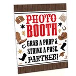 Big Dot of Happiness Western Hoedown Photo Booth Sign - Wild West Cowboy Party Decorations - Printed on Sturdy Plastic Material - 10.5 x 13.75 inches - Sign with Stand - 1 Piece