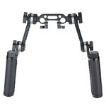 NICEYRIG Leather Rosette Handle Handgrip Kit with Rosette Extension Arm, 15mm Dual-Rod Clamp for 15mm DSLR Shoulder Rig Support