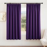 PONY DANCE Thermal Blackout Curtains - Super Soft Noise Reducing Thermal Insulated Curtains Drapery with Pencil Pleat Top for Kids Bedroom, Set of 2, W66 X L72, Purple