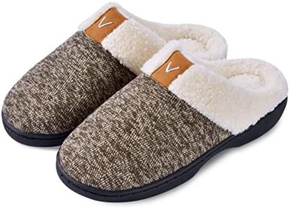 Parlovable Women's Cozy Memory Foam Slippers Fuzzy Plush Fleece Lining Comfortable House Shoes Slip On Indoor Outdoor Anti-Skid Sole Winter Coffee 7-8