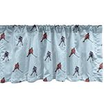 Ambesonne Sport Window Valance, Abstract Lines Background Ice Hockey Pattern Competitive Match Winter Season, Curtain Valance for Kitchen Bedroom Decor with Rod Pocket, 54" X 18", Black Blue