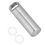 M: Vgeby Pill Holders, Single Chamber Stainless Steel Waterproof Keychain Pill Case Survival Pill Bottle Box Organizer Container