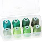 New brothread - 15 Options - 8 Snap Spools of 1000m Each Polyester Machine Embroidery Thread with Clear Plastic Storage Box for Embroidery & Quilting - Different Green