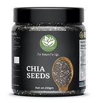 Go Vegan Raw Chia Seeds - 250 Gram Jar Pack | Omega 3 and Fibe Seeds for Weight Management | Rich in Calcium, Protein & Fibre