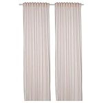 IKEA BYMOTT Curtains, 1 Pair, 120x300 cm, White/Beige Striped