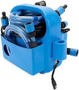 Trac Outdoors Portable Washdown Pump Kit - Self-Priming Marine-Grade Pump - Includes Everything Needed to Power-Spray, Just Add Water (69380), Blue