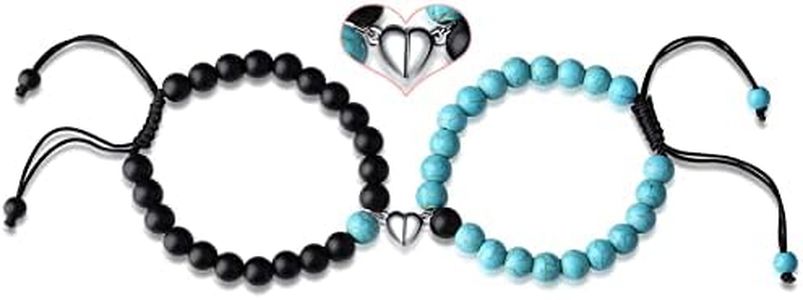 XIANNVXI Couples Bracelets His and Her Matching Couple Bracelet Gifts Black Matte Agate Green Turquoise Bracelets Valentines Day Gifts Jewelry