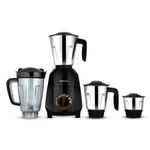 Bajaj Rex Dlx Ninja Series 4 Jar 750W Mixer Grinder | DuraCut Blades | 4 Stainless Steel Mixer Jars | Dry & Wet Grinding | 2-Yr Warranty By Bajaj | Black/Brown