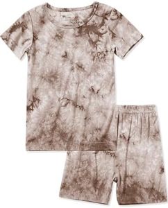 Jimonda Baby/Toddler Soft Sleepwear Short sleeve Kids Cool Pajama Outdoor 2-Piece Shirt&Shorts Casual sets Tie Dye PJ(Coffee tie dye,3T)