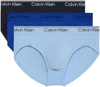 Calvin Klein Men's Microfiber Stretch Hip Brief - 3 Pack, Shoreline/Royalty/Blue Bell, Medium