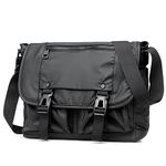 Barsine Mens Messenger Bags Large Leather Crossbody Satchel Shoulder Bag, Waterproof, Black, Black, Medium