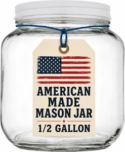 Half Gallon Glass Large Mason Jar Wide Mouth with Airtight Metal Lid - 1/2 Gallon (64oz) Capacity - Pickling, Storing and Canning- BPA-Free Dishwasher Safe- By Kitchentoolz - Made in USA
