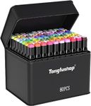 Tongfushop 80 Colored Marker Set, Colouring Pens, Markers, Art pens for Drawing, Sketching, Anime and Manga Colouring Books Adults, Double Tip Markers with Black Bag and Storage Base