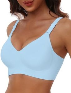 HORISUN Plus Size Bras for Women Wirefree T Shirt Bras for Women Full Coverage(Sky Blue M)