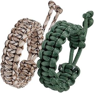 Jewever Paracord Survival Bracelets Braided Paracord Handmade Rope for Couples Men Women Adjustable Size (Desert Camo & Green)