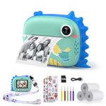 HiMont Kids Camera Instant Print, Digital Camera for Kids with Zero Ink Print Paper & 32G TF Card, Selfie Video Camera with Color Pens & Photo Clips for DIY, Gift for Boys 3-12 Years Old (Blue)