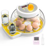 Egg Incubators for Hatching Eggs, 8 Eggs Incubator with Humidity Display, Egg Incubator with Automatic Egg Turning and Humidity Control-Day timer Yellow