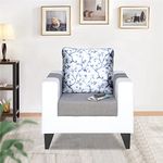 Adorn India Ashley Digitel Print Leatherette Fabric 1 Seater Sofa (Grey & White)