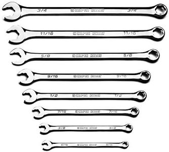 Capri Tools XT90 WaveDrive Pro Combination Wrench Set for Regular and Rounded Bolts, 5/16 to 3/4 in, SAE, 8-Piece with Heavy Duty Canvas Pouch, 8-piece sae/roll-up pouch (CP11750-8SPK)