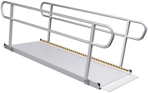 KOLOTOOL 8FT Wheelchair Ramp with Dual Handrails, 1600 LBS Capacity Aluminum Anti-Slip Ramp, Wheelchair Ramps for Home Steps, Threshold & Doorways, Durable Handicap Ramp for Wheelchairs & Scooters