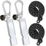 Amzonly Emergency Whistles, 120db Safety Whistle with Carabiner Clip for Keychain, Survival Shrill Loud for Camping Hiking Boating, 2Pack Silver