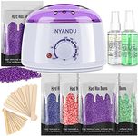 Waxing Kit for Women Men, NYANDU Wax Warmer for Hair Removal, 17.6 oz Wax Beads (5 Packs), Hard Wax Kit for Coarse Hair Facial Eyebrow Legs Armpit Bikini Brazilian, Professional Home Wax Machine