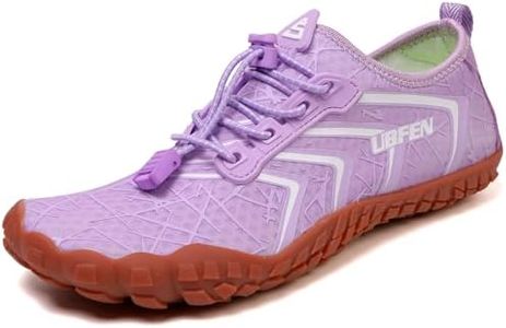 UBFEN Water Shoes Aqua Swim Shoes Mens Womens Beach Sports Quick Dry Barefoot for Boating Fishing Diving Surfing Light Purple Color Size US 7.5 Women 6.5 Men
