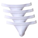 Summer Code Men's Briefs Soft Bulge Bikini Sexy Underwear 4 Pack White