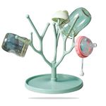 DaKos Baby Bottle Drying Rack, Baby Bottle Drying Stand, Drainer for Baby Bottles, Feeding Cup Nipple Storage, Compact and Portable Stylish Design (Tree Shaped, Green)