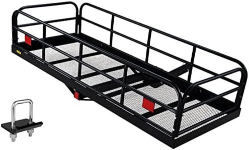 VEVOR 60x24x14 in Hitch Cargo Carrier, 400lbs Capacity Folding Trailer Hitch Mount Cargo Basket, Steel Luggage Carrier Rack Fits 2" Hitch Receiver for SUV Pickup Truck