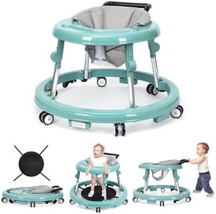 Baby Walker Foldable with 9 Adjustable Heights, Baby Walker with Wheels Portable, Infant Toddler Walker for Baby Boy Girls 6-18 Months