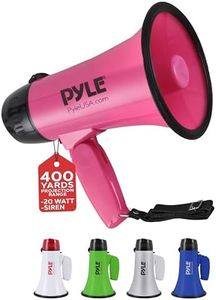 PYLE-PRO Portable Megaphone Speaker Siren Bullhorn - Compact and Battery Operated with 20 Watt Power, Microphone, 2 Modes, PA Sound and Foldable Handle for Cheerleading and Police Use PMP24PK (Pink)