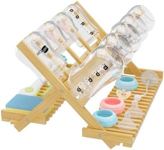 Msoesticc.dl Baby Bottle Drying Rack Foldable Vertical Bamboo Milk Bottle and Accessories Organizer - Ideal for Travel, Perfect for Busy Parents, Maximizes Space, Quick Drying, Easy Cleanup & Storage