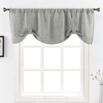 Home Queen Tie Up Linen Window Curtain Valance for Ktichen, Farmhouse Balloon Valence for Bathroom Window, 54 X 18 Inch, Dark Grey