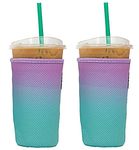 Baxendale Iced Coffee Sleeves for Cold Drink Cups - 2 Pack Reusable Neoprene Iced Coffee Cup Sleeve for Cold Drinks, Compatible with Starbucks Dunkin and more - Large 32oz (Mermaid Textured)