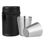 UPKOCH 4pcs Travel Stainless Steel Shot Glasses with Leather Carrying Case