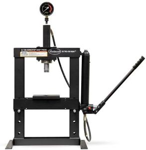 Eastwood 10 Ton Benchtop Shop Press | Pro Hydraulic Press | Benchtop Garage Shop Press Powdercoat Black | Strong Steel Design Wheel Bearing Press | Includes Pressure Gauge (20,000lbs Press Capacity)