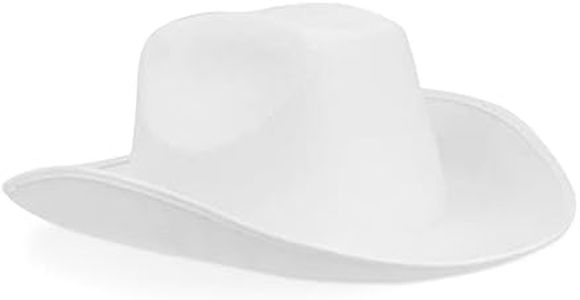 Zodaca White Cowboy Hat - Felt Cowboy Hats for Men, Women, Western Cowgirl Hat for Costume Birthday Bachelorette Party (Adult Size)